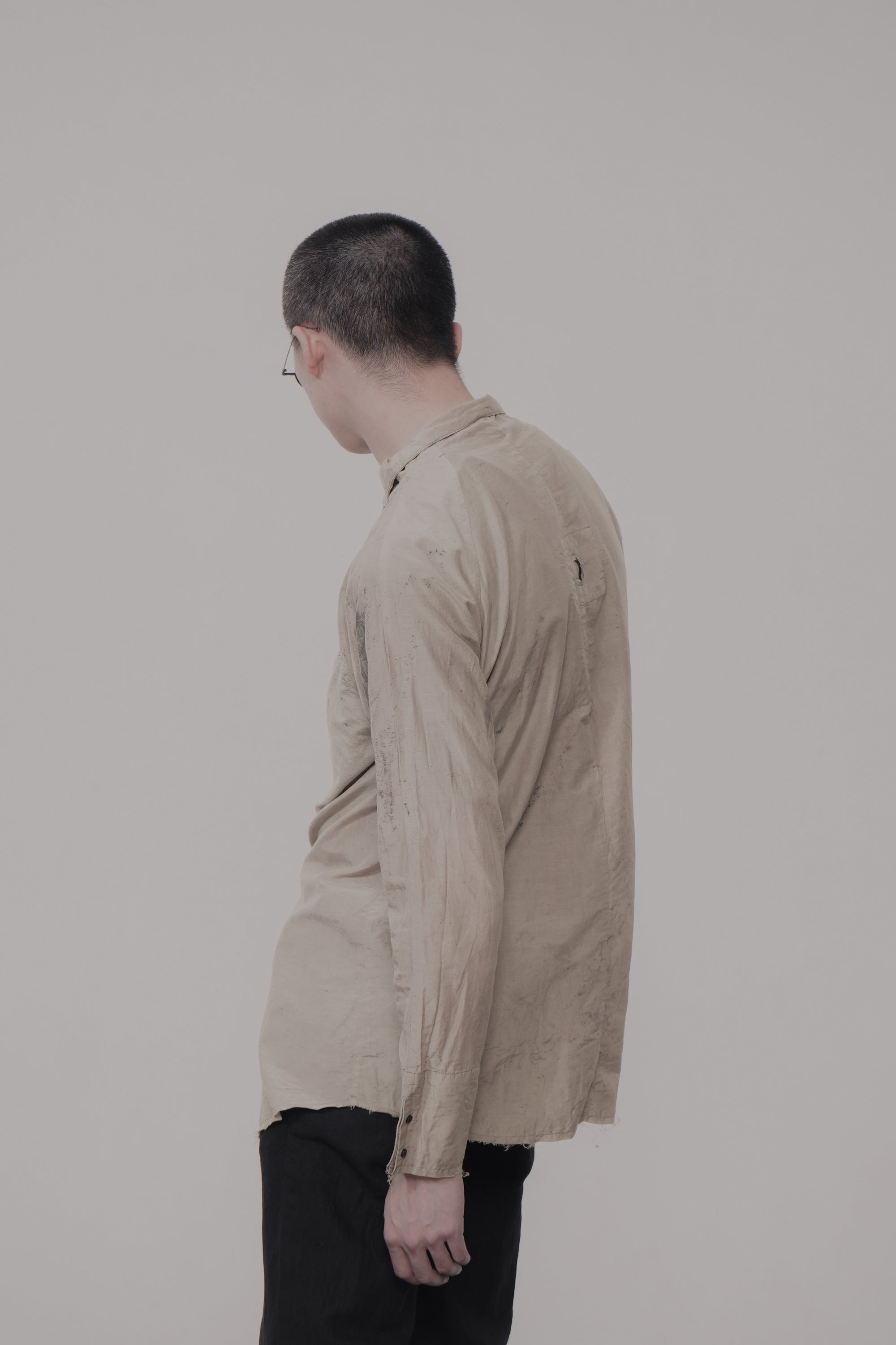 039 - High Neck Shirt in silk cotton