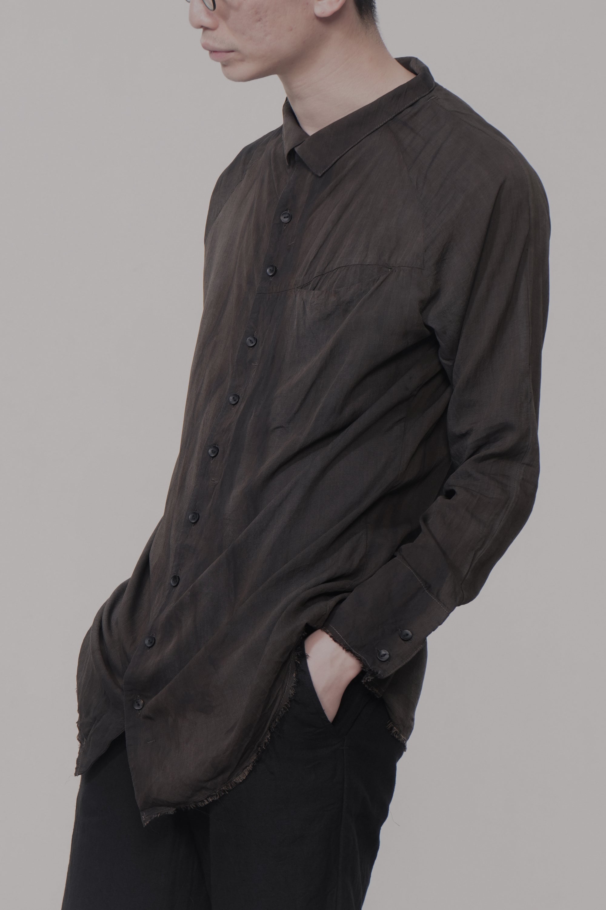 039 - High Neck Shirt in cupro