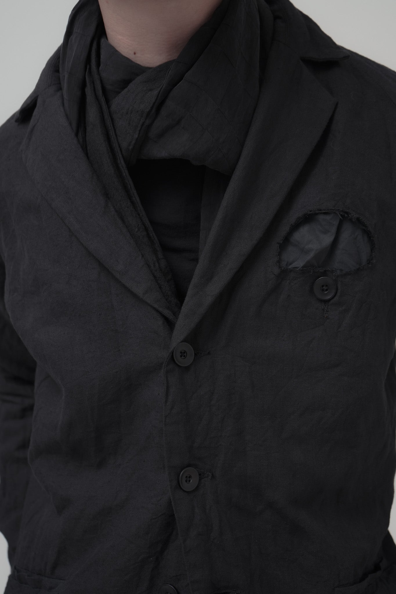 020 - Distressed Hole Blazer in linen