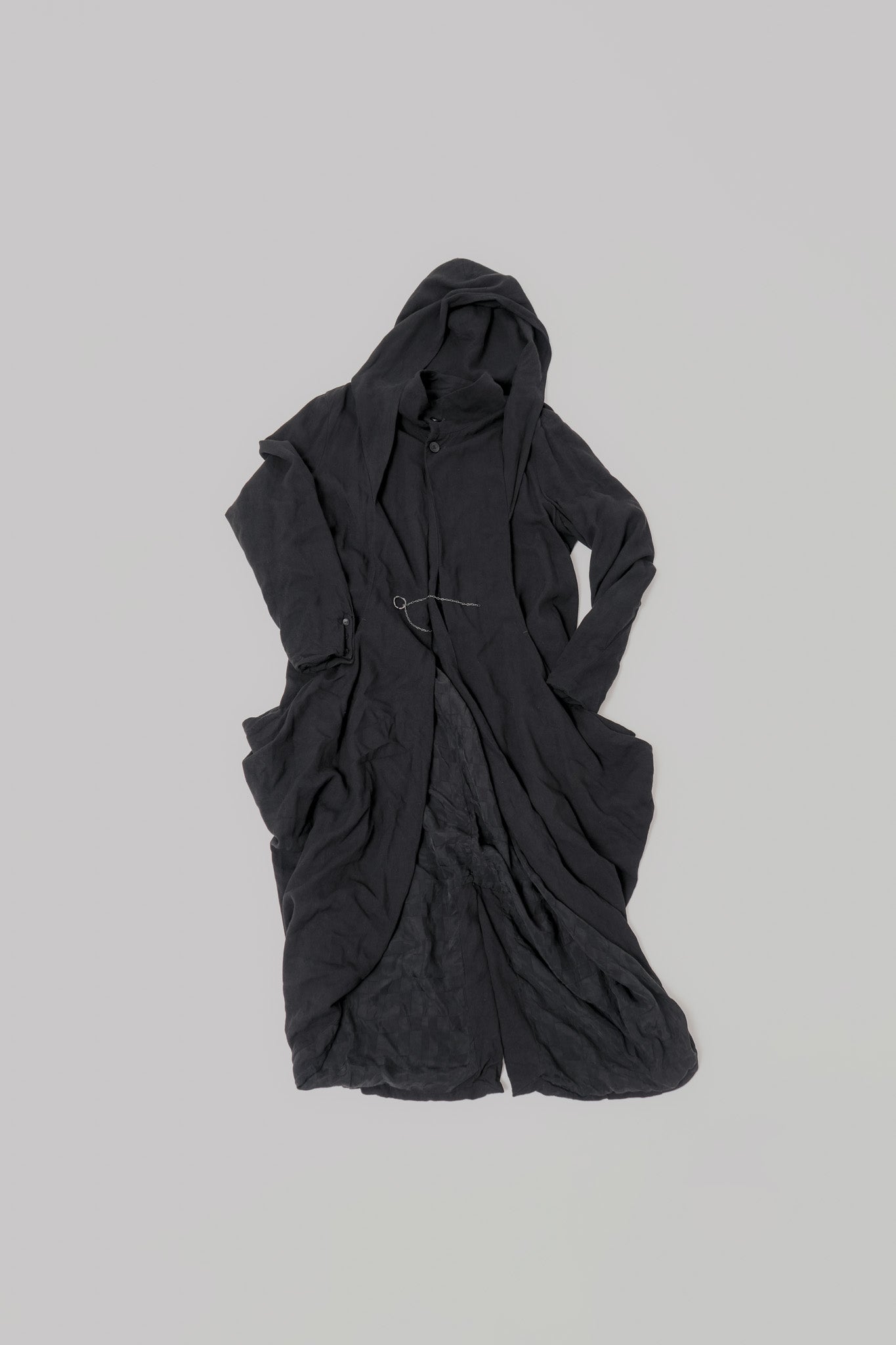 047 - Draped Long Coat in Linen