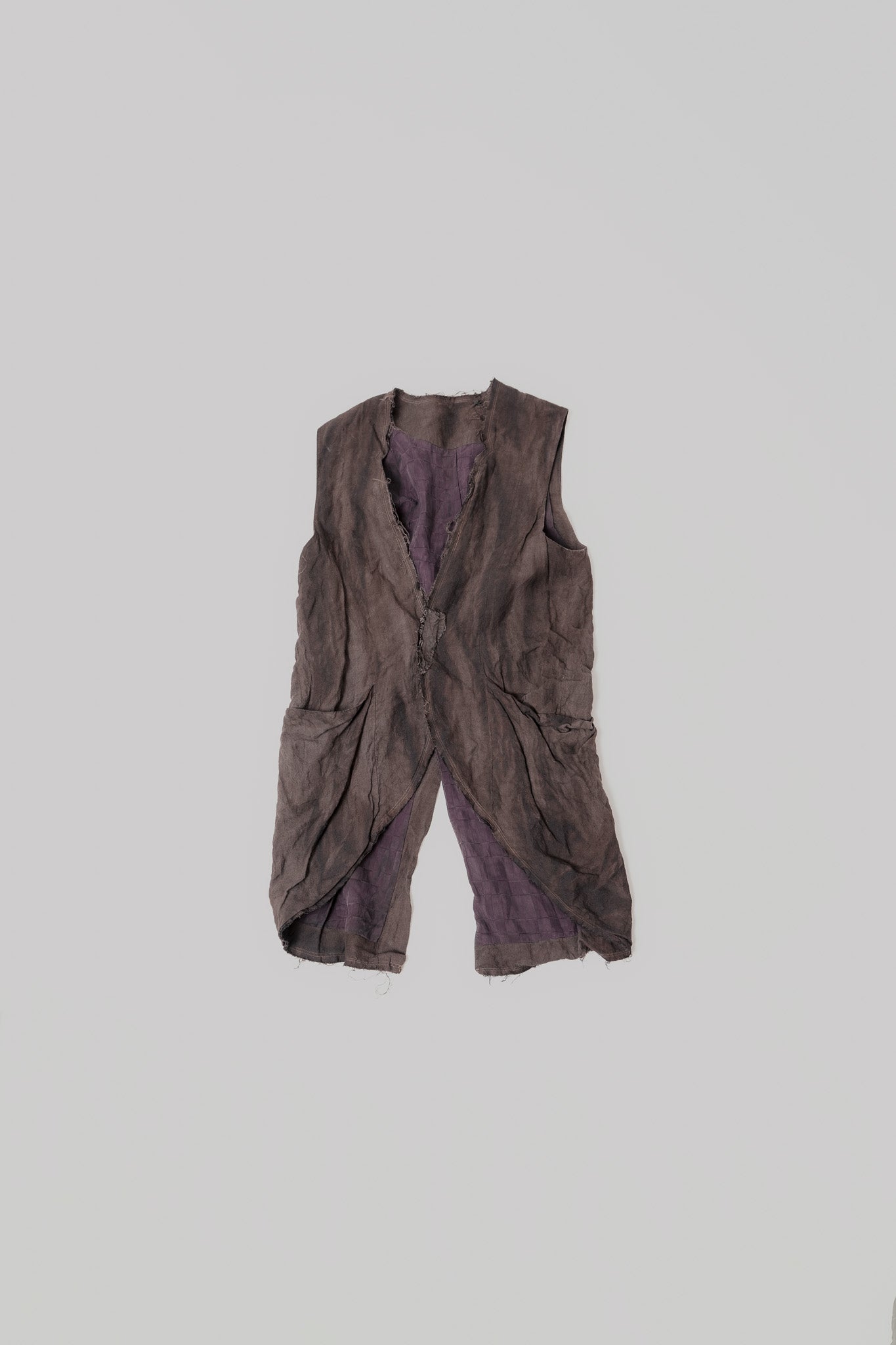 008 - Distressed Long Vest (Brown)