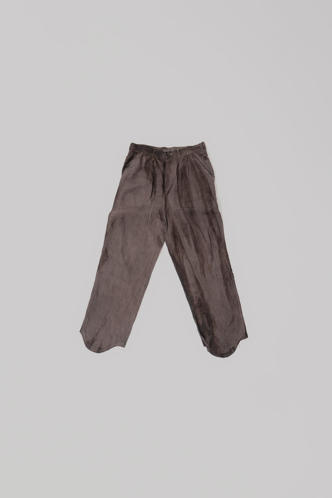 040 - Basic Straight Pants in Linen (Brown)