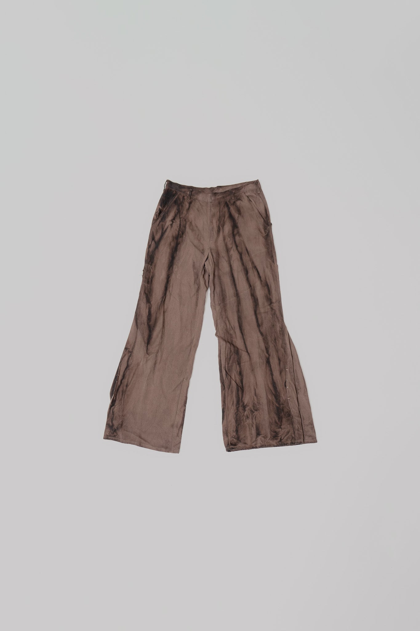 030 - Box Pleated Flare Pants (Brown)
